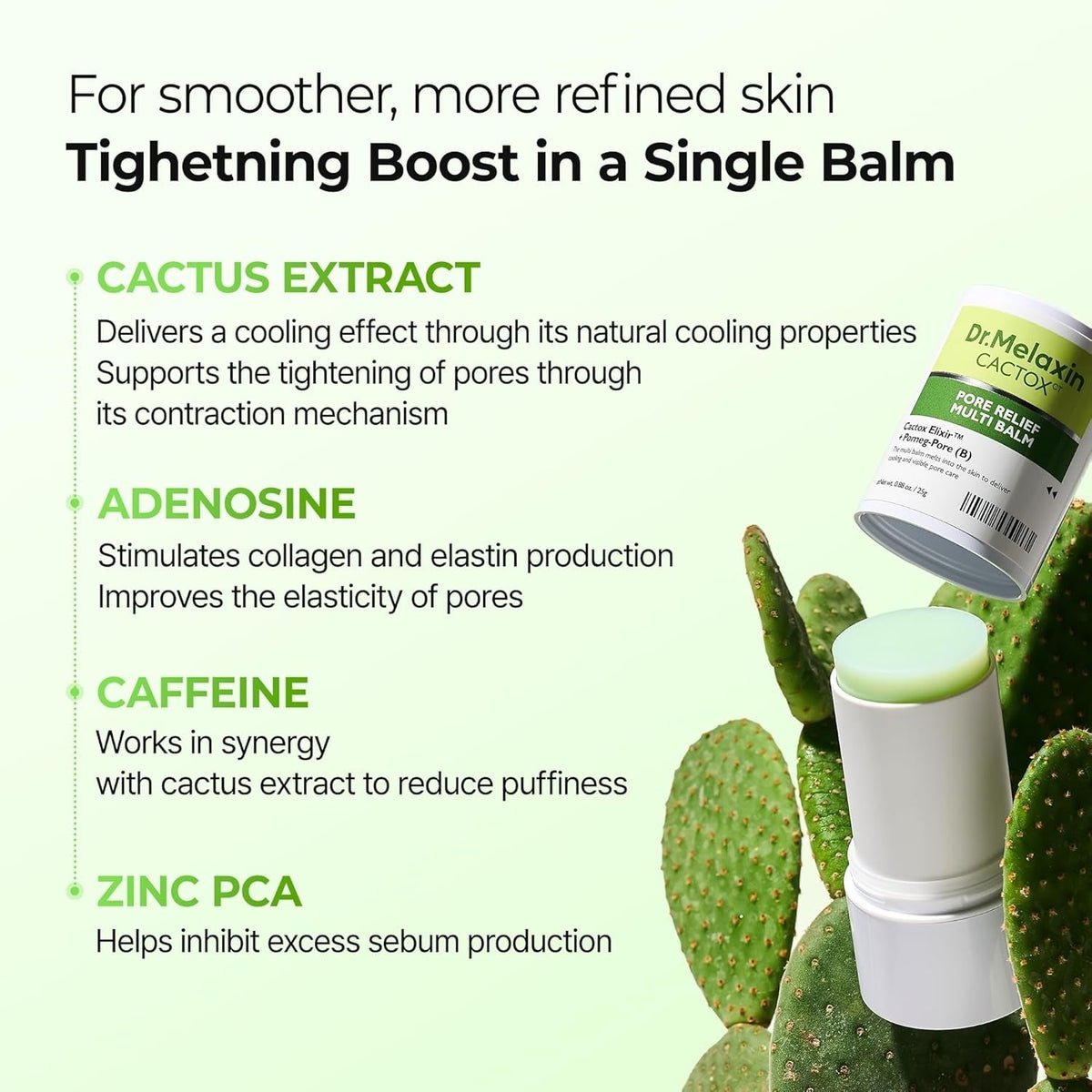 Dr.Melaxin Cactox & Calcium Multi Balm Pore Firming Duo with Cactus Cooling & Eye Care Stick for Visible Pore Refining and Skin Repair