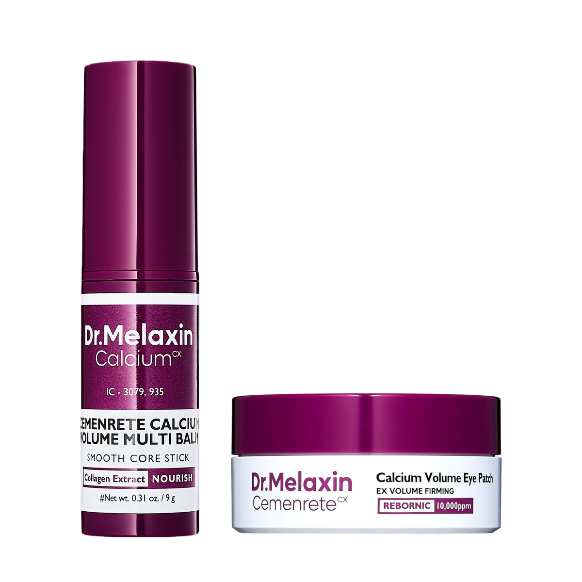 Cemenrete Calcium Multi Balm 9g & Calcium Volume Eye Patch 60ea Set – Hydrating Multi Balm + Firming Under Eye Patches for Bright, Smooth & Youthful Skin